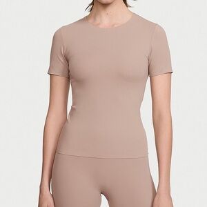 Victoria's Secret Seamless Short Sleeve Top in Taupe